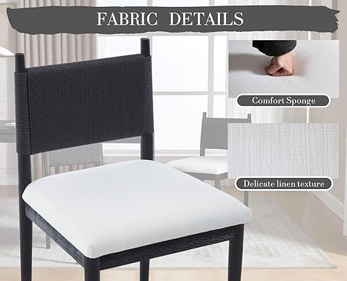 Miniatura 3 de CIMOTA - Juego de 2 sillas de comedor negras, sillas de comedor modernas de mediados de siglo con respaldo tejido, sillas de cocina sin brazos con