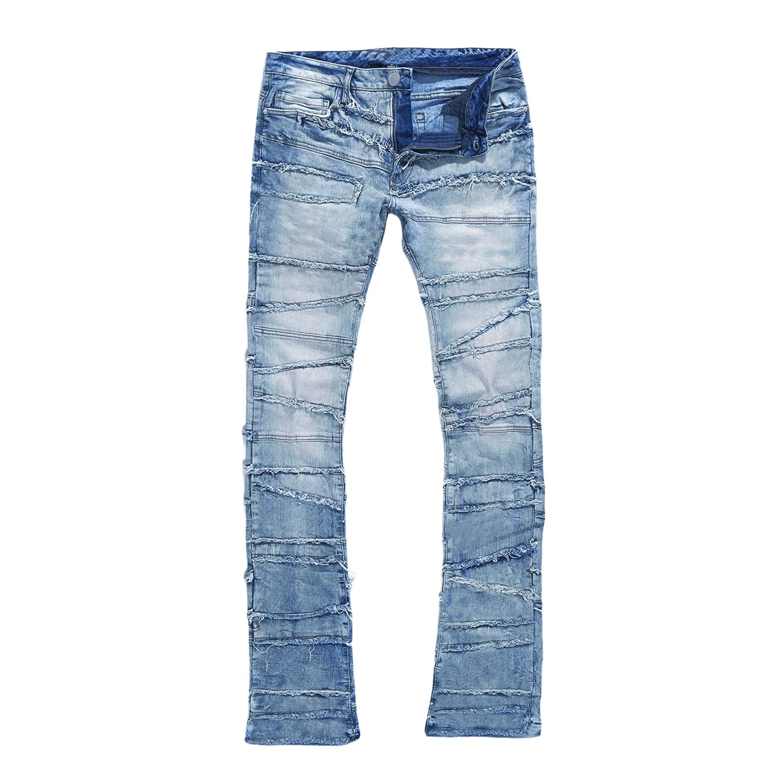 Genérico PantalóN Vaquero Hombre,Pantalones Vaqueros para Hombre Ajustados Ajustados Rotos Y Ajustados Pantalones Vaqueros Ajustados con Parches Pantalones Ajustados Ropa De Calle