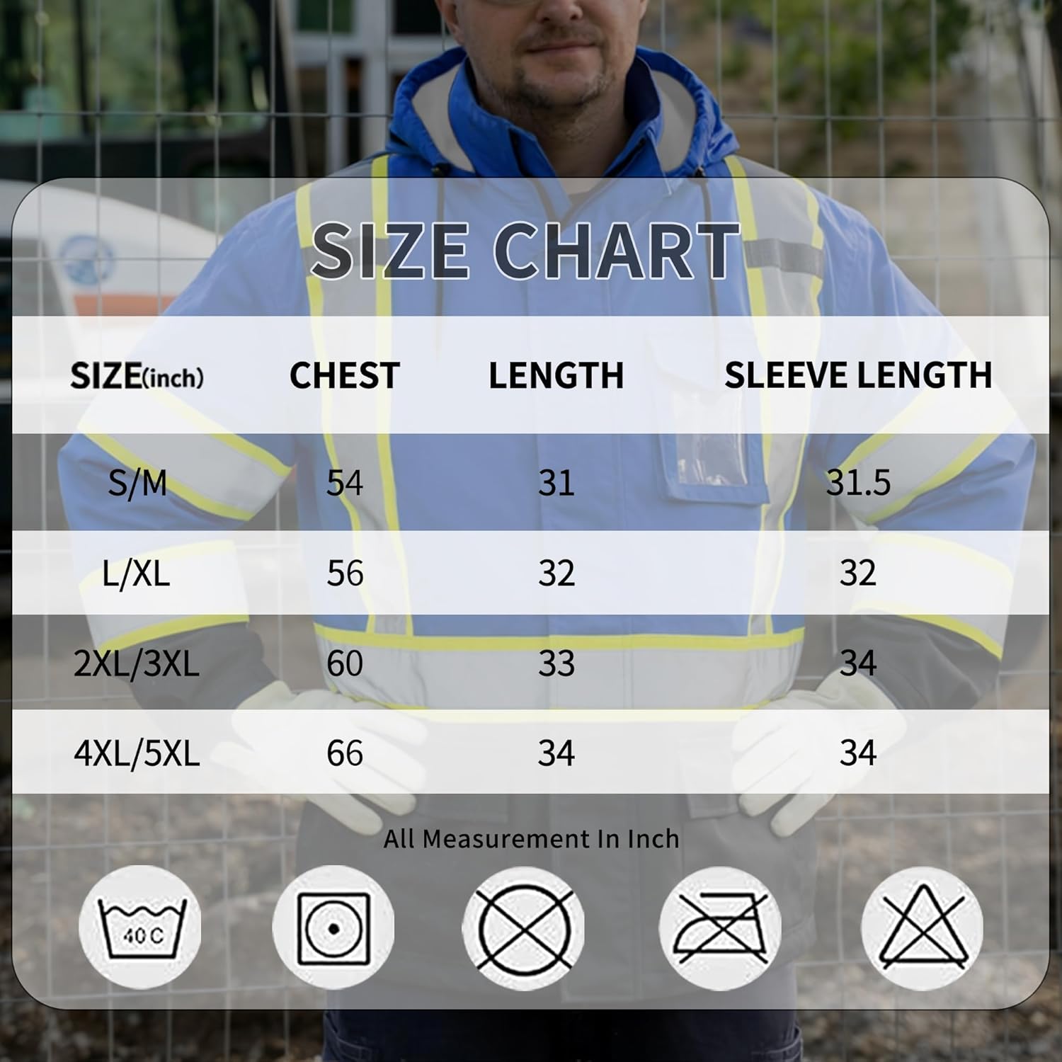 FATONE Hi Vis Rain Jacket for Men Lightweight Reflective Safety Rain Gear Waterproof with Hood, Class 3 Work Raincoat ANSI/ISEA Tested Blue L/XL