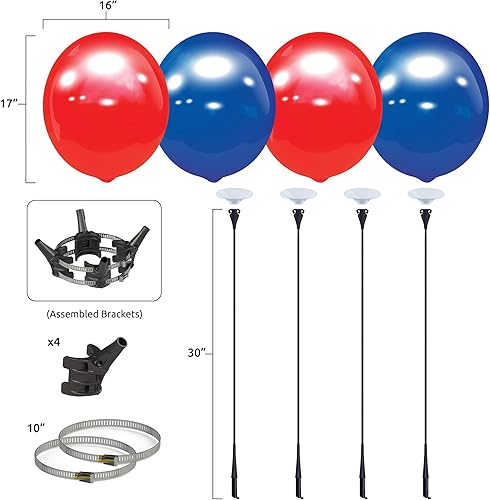 Miniatura 3 de Kit de 4 postes de luz de globos cosidos reutilizables resistentes a la intemperie - Globos de plástico sin helio para exteriores