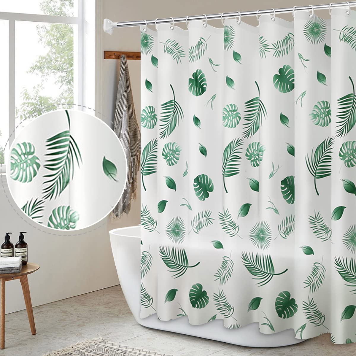 180x180cm Shower Curtain Antibacterial Shower Curtain Bathtub Shower Curtains Bathroom Curtains Waterproof Shower Curtains with Shower Curtain Rings