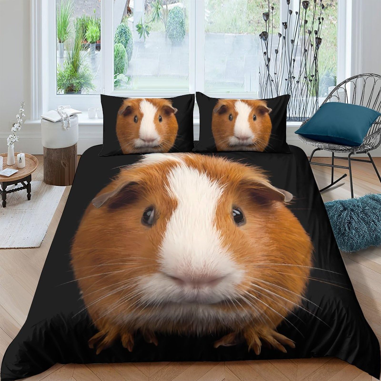 UNRXJZLVM 3D Guinea Pig Bedding Microfiber Duvet Set For Teens