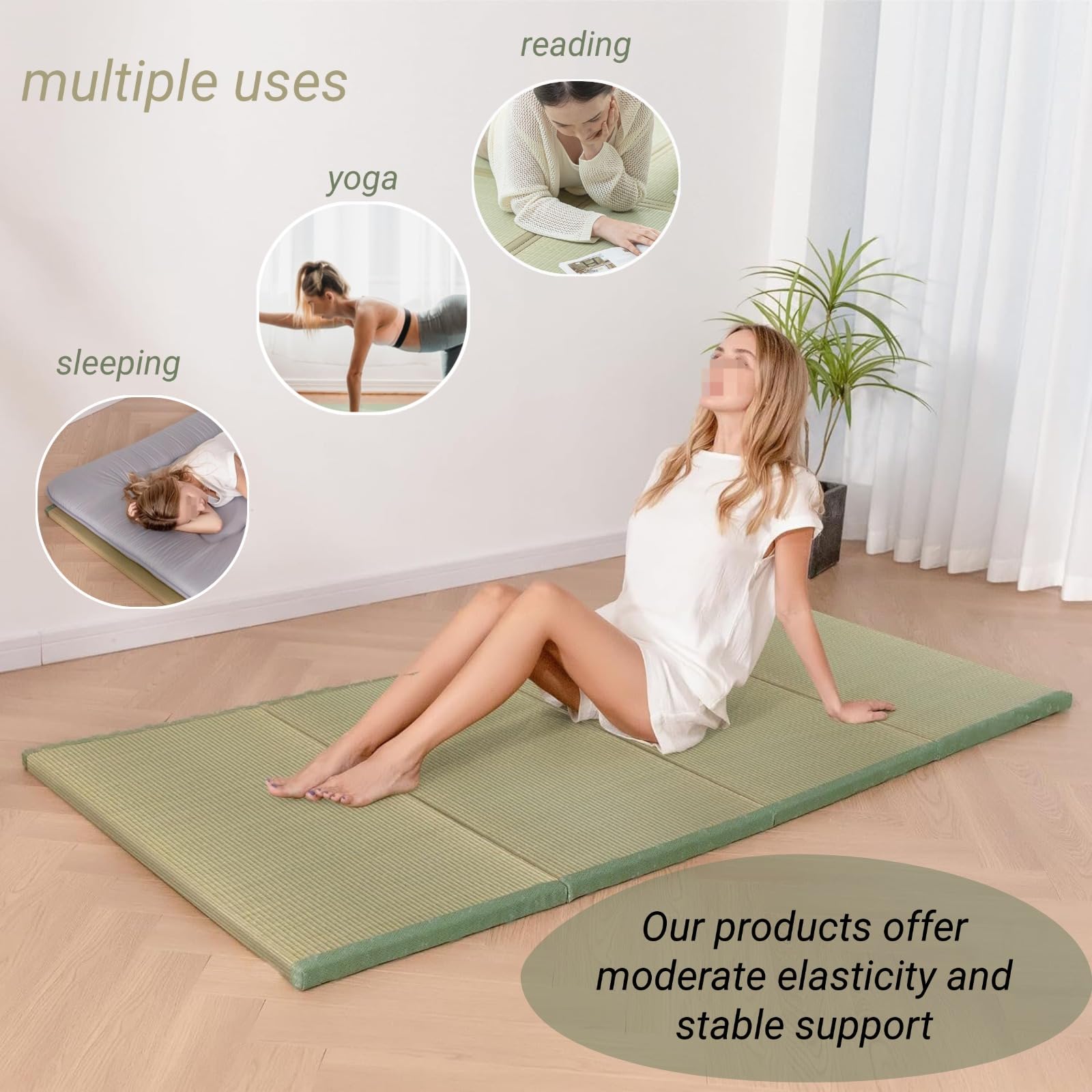 Japanische Tatami-Matte aus Naturgras, faltbare Schlafunterlage 3,5 cm, 75x200 cm für Meditation, Schlaf und Yoga