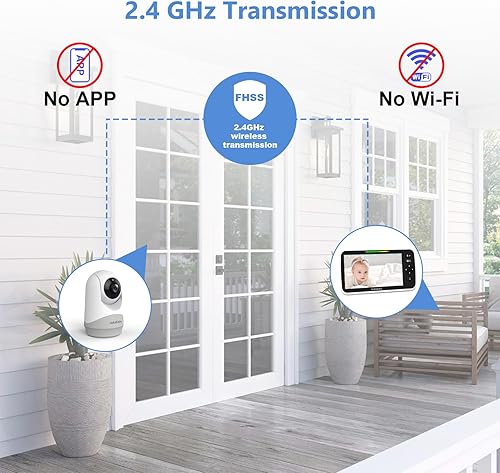 Miniatura 6 de HelloBaby Pantalla grande IPS de 6 pulgadas, monitor de video para bebés con batería mejorada de 4000 mAh, conversación de 2 vías, visión nocturna,