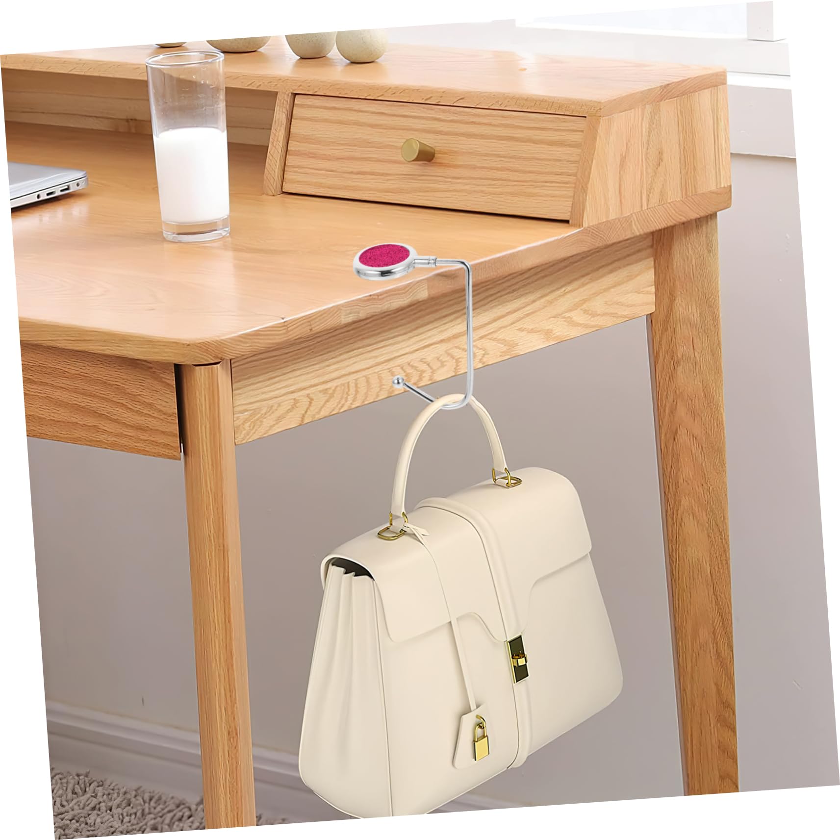 COLLBATH Bag Hanger Hooks 2pcs Handbag Hooks Rosy Metal Table Hangers for Backpacks