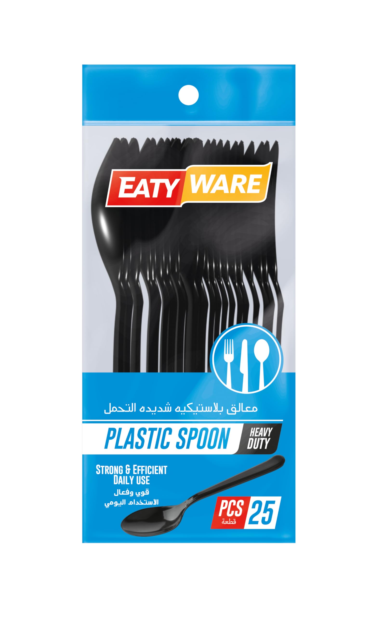 Heavy Duty Plastic Disposable Spoon 25-Pieces, 18 cm Size