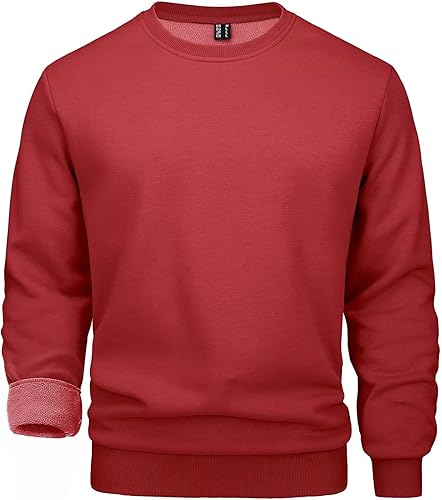 MAGCOMSEN Sudadera de cuello redondo para hombre, de manga larga, informal, cálido, forro polar