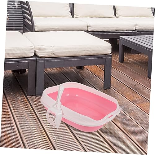 Miniatura 4 de 1 juego de caja de arena para gatos, caja de arena portátil de plástico, bandeja de arena portátil para gatos con cuchara, caja de arena para