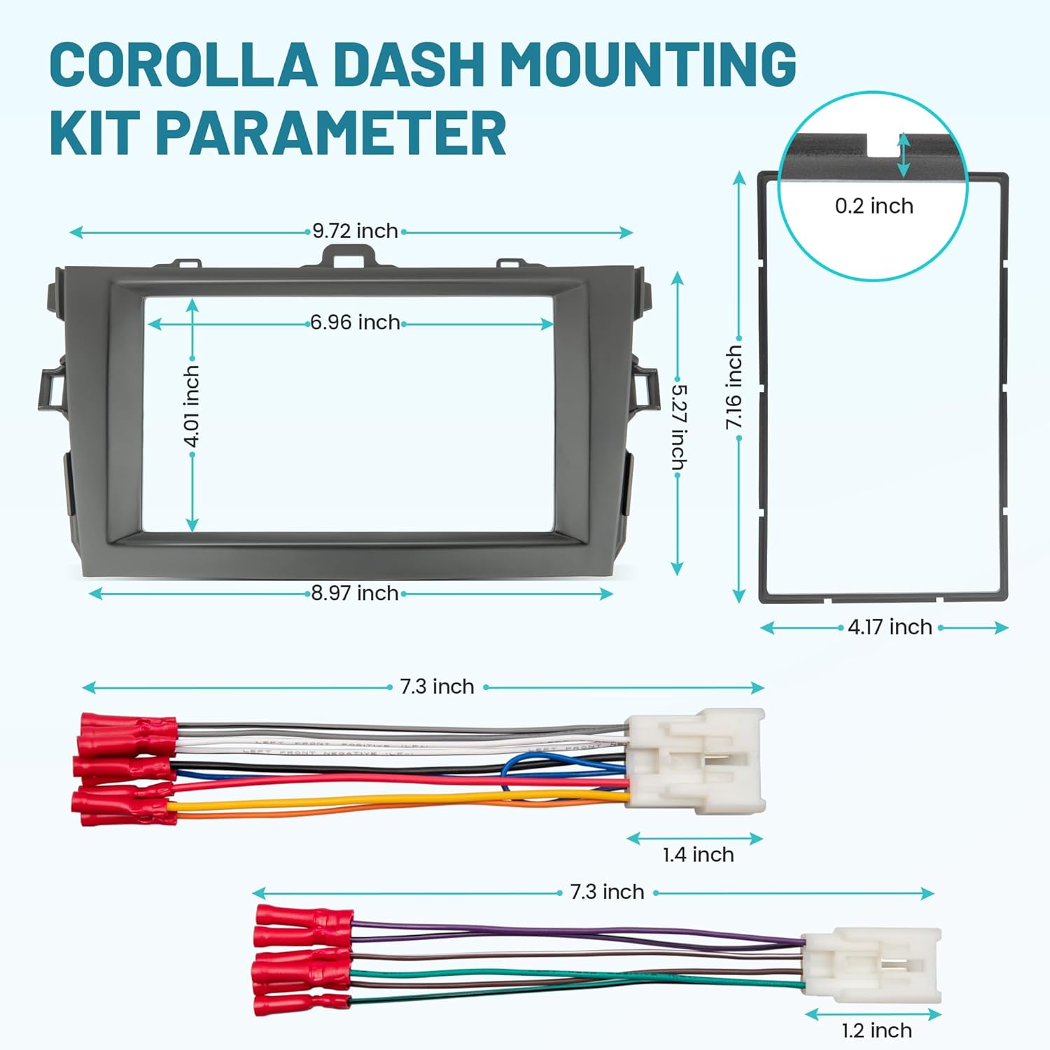 NuIth Grey Double DIN Radio Dash Kits for Toyota Corolla 2009-2013, Double Din Radio Mount Housing Bracket Installation Trim Bezel Kit Installation Aftermarket Stereo (Dash Kit+Radio Wire)