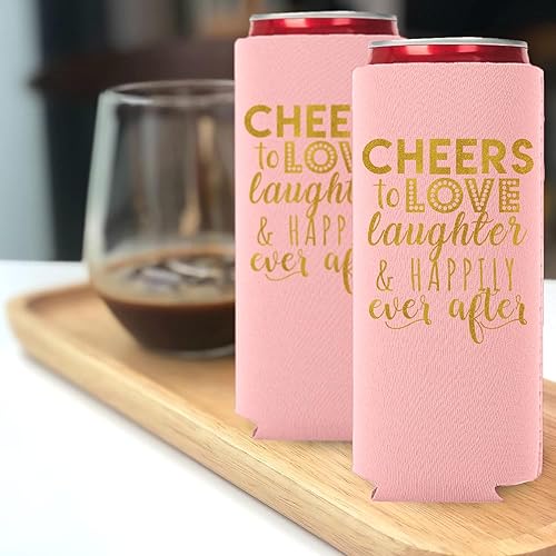 Vista 38 de Juego de 12 decoraciones para latas de boda, Cheers to Love Laughter and Happily Ever After, decoración de cena de ensayo de boda, despedidas