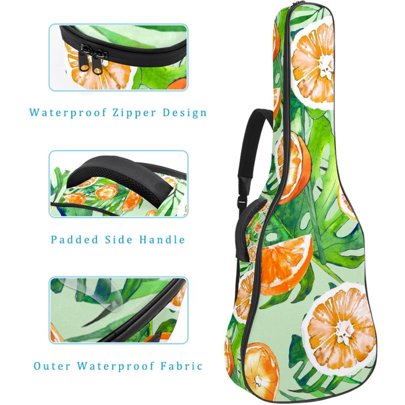Torba na gitarę akustyczną wodoodporny plecak na gitarę grubo miękko wyściełany mandarynka klasyczna obudowa na gitarę, wielobarwny, 42.9x16.9x4.7 in, Organizer do torby