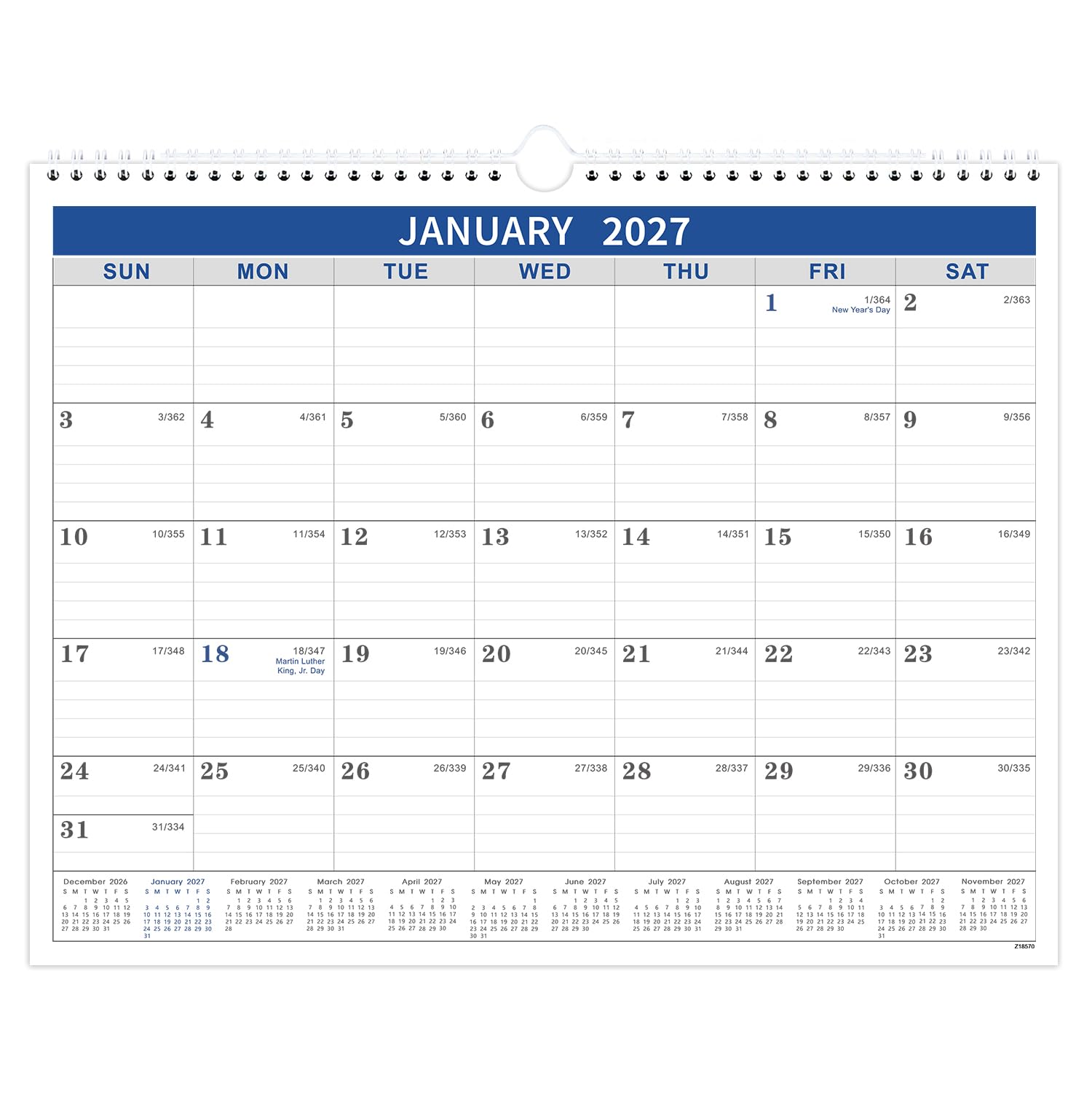 2027 Calendar - 2027 Wall Calendar, Calendars 14.8'' x 11.5''