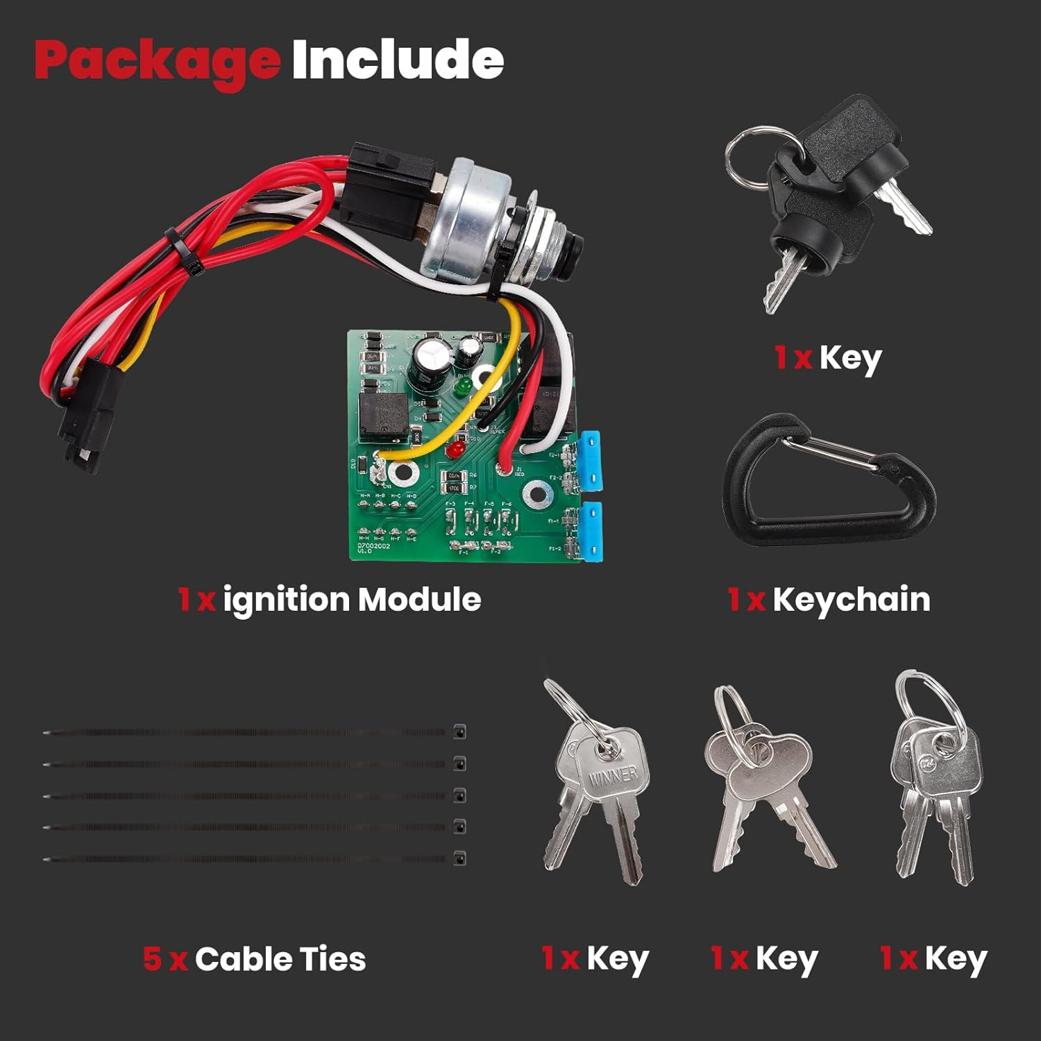 Ignition Switch Module with Keys fits for John Deere LX255 LX266 LX277 LX279 LX280 LX288 LX289 GT225 GT235 GT235E GT245 GX255 GX325 GX335 GX355 GX345 .etc LX GT GX Series Replaces AM132500