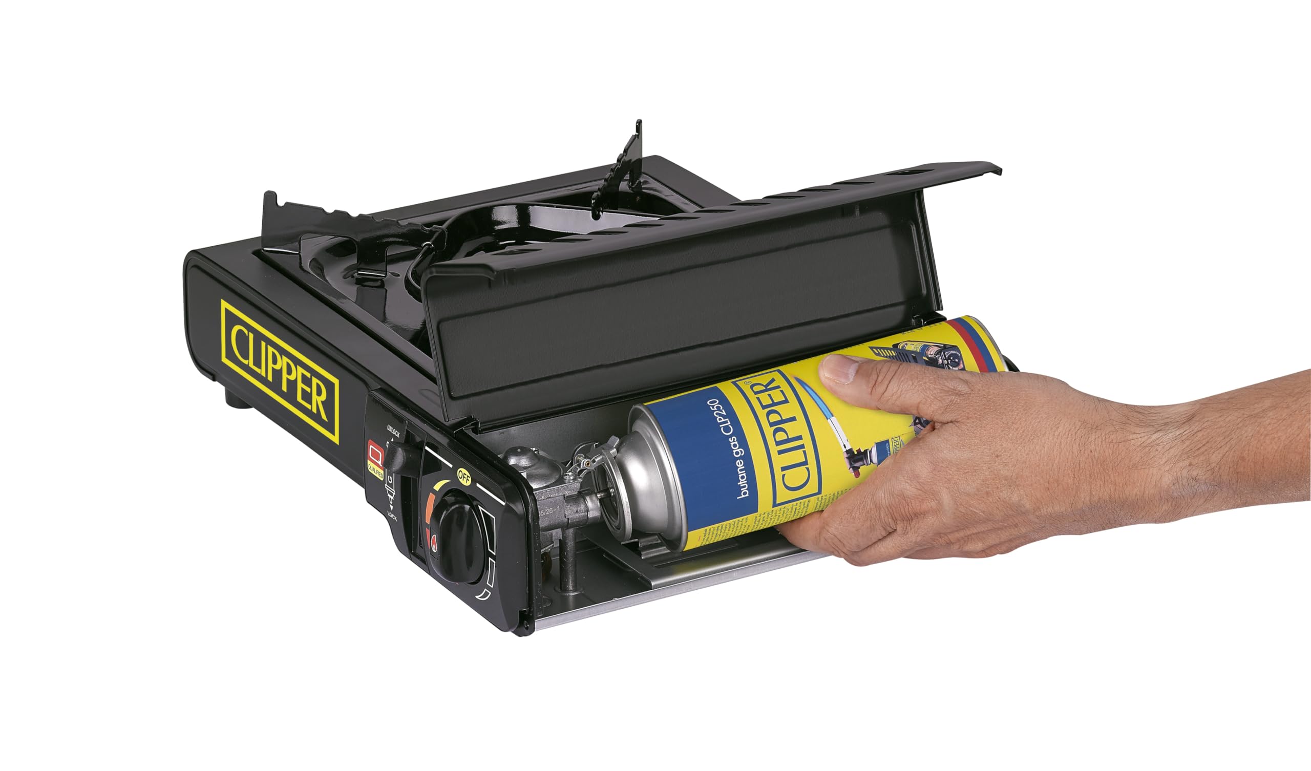 Clipper - Hornillo Camping | Cocina Portátil Estable | Potencia 2,200w | Con Cartuchos de Gas (8 uds)
