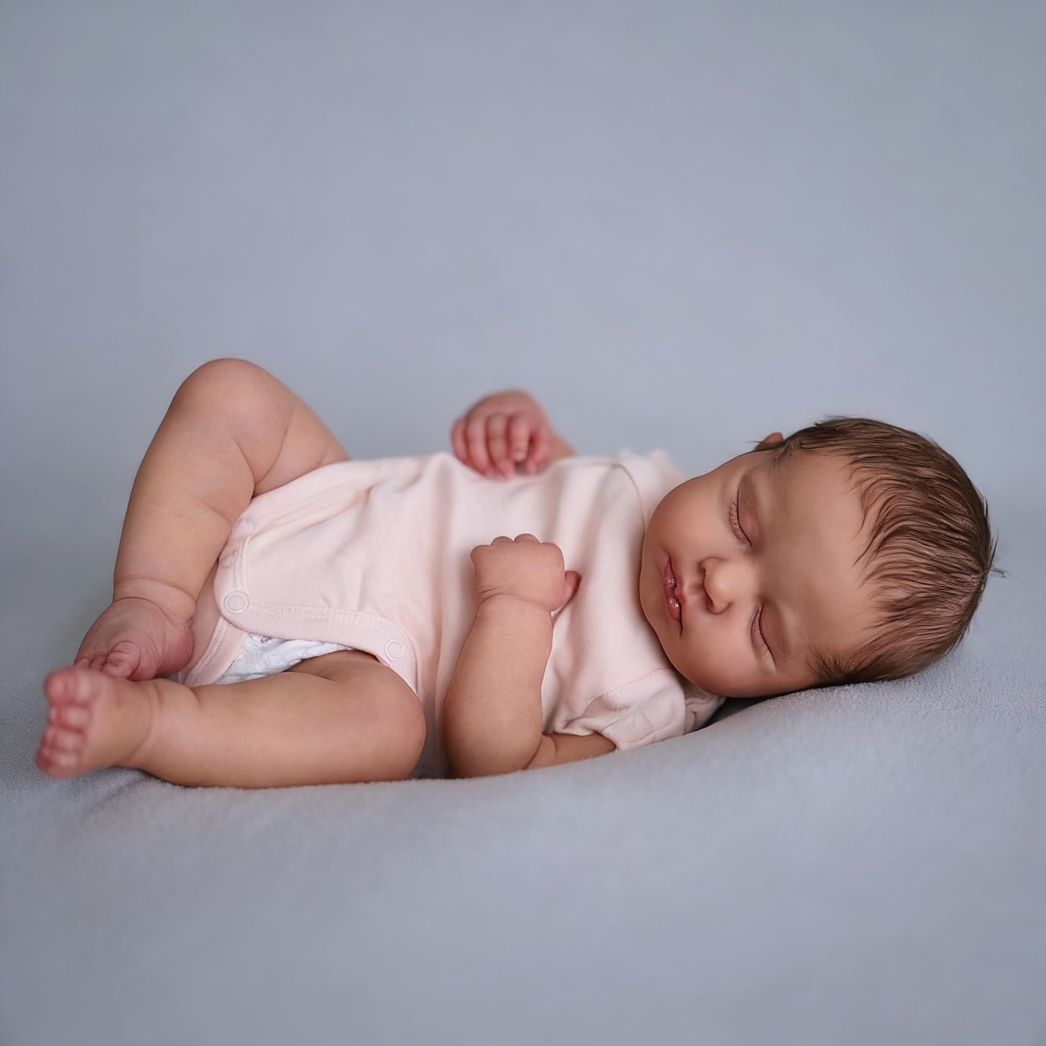 Anano Realistic Reborn Baby Doll Full Body Silicone Waterproof 20 Inch Real Looking Lifelike Sleeping Newborn Baby Girl Dolls Loulou Life Like Toddler Washable Baby Doll, White