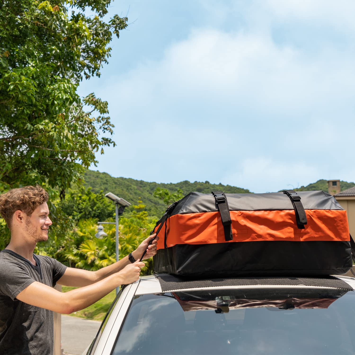 FIVKLEMNZ 15 Cubic Car Roof Bag Cargo Carrier, Waterproof Rooftop Cargo