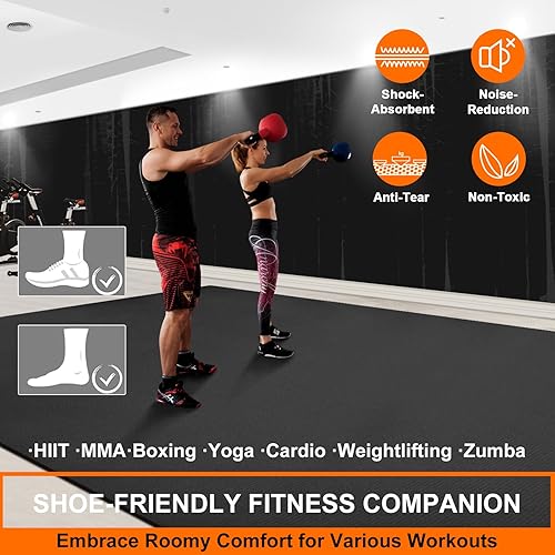 Miniatura 4 de Esterilla de ejercicio grande de 0315 x 0197 x 0276in para gimnasio en casa tapete de goma para fitness tapete de yoga grande para levantamiento de