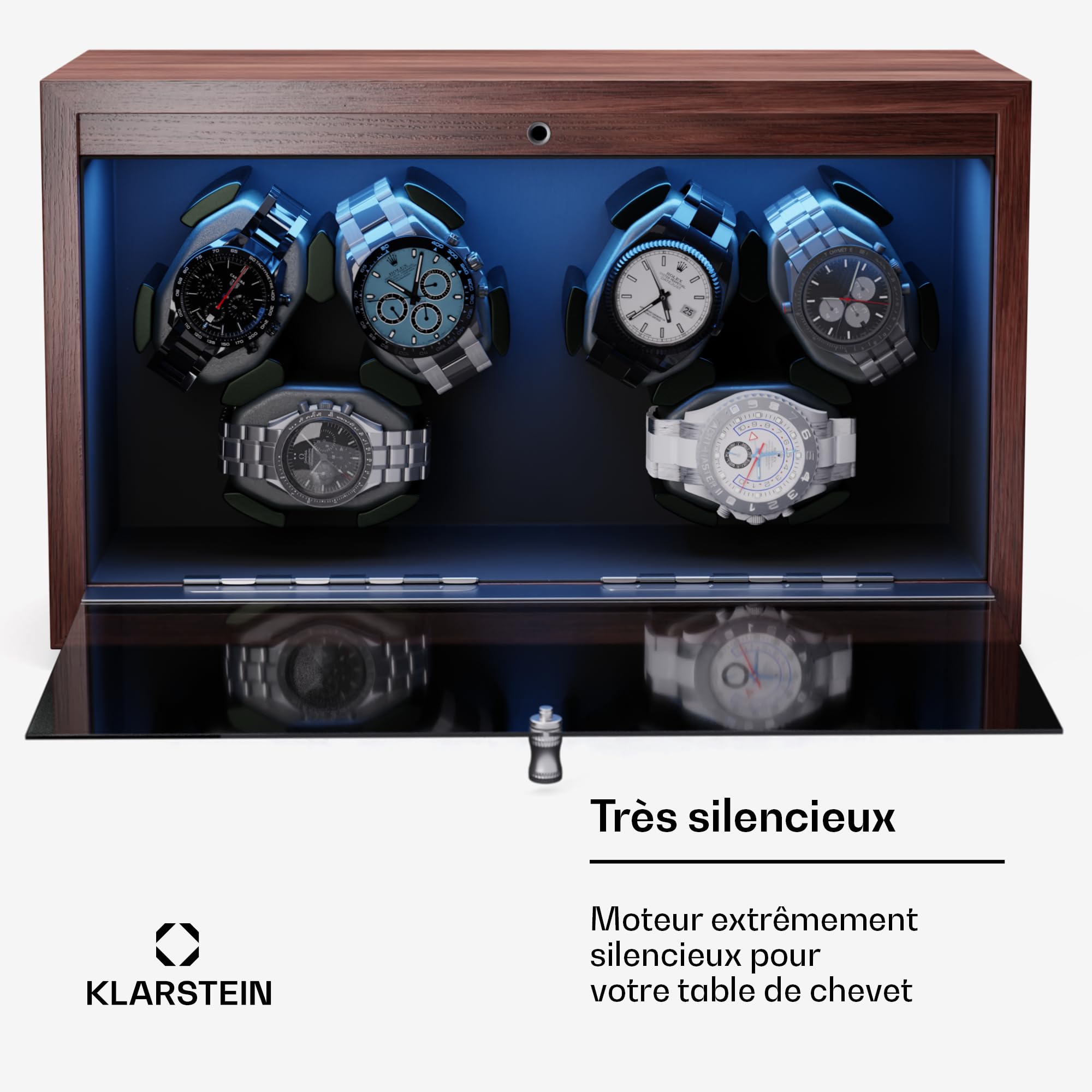 KLARSTEIN Remontoir de Montre pour Montres automatiques, Remontoir de Montre Automatique pour 1 Montre, Remontoir de Montre Automatique avec Porte en Acrylique, Remontoir de Montre Automatique