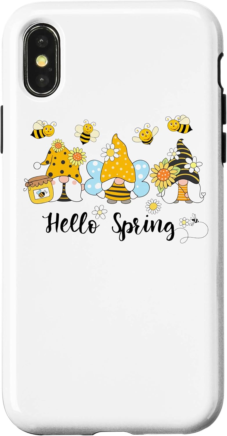 iPhone 11 Pro Max Hello Spring, Gnome Bees Sunflower Bee Spring Case