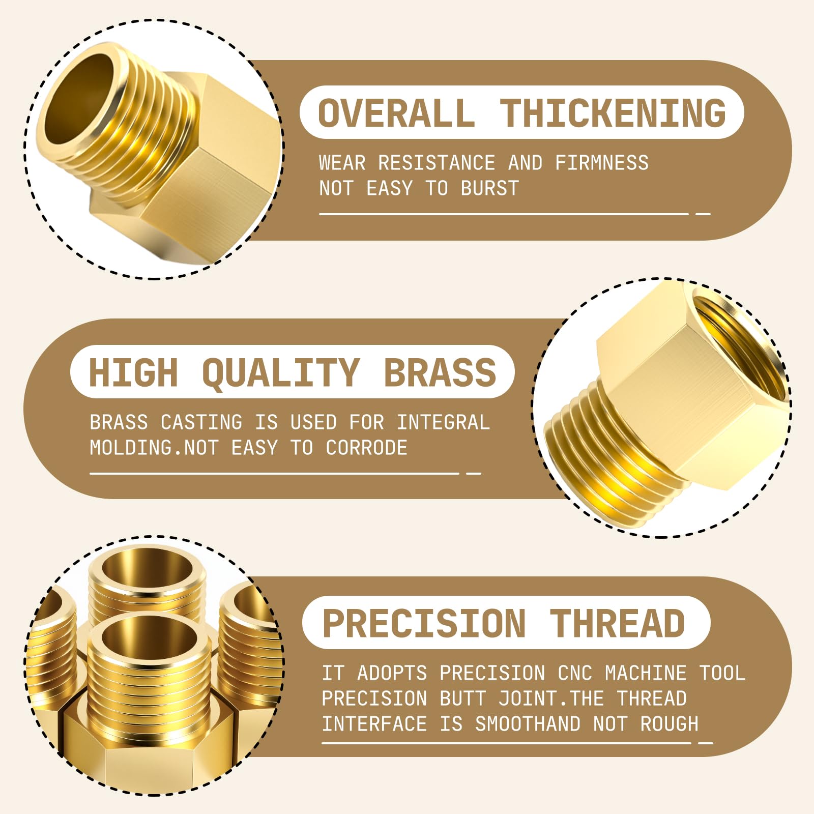 Bwintech 2 Uds 1/2 "hembra a 1/8" macho BSP rosca latón buje hexagonal conector reductor para conversión de conexión de tubería — view 3