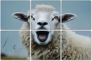 6 Panels Art Acoustic Panels Funny sheep portrait Soundproof Wall Panels Padding Decorative Sound Absorbing Panels 72"x48" for Recording Studios Home