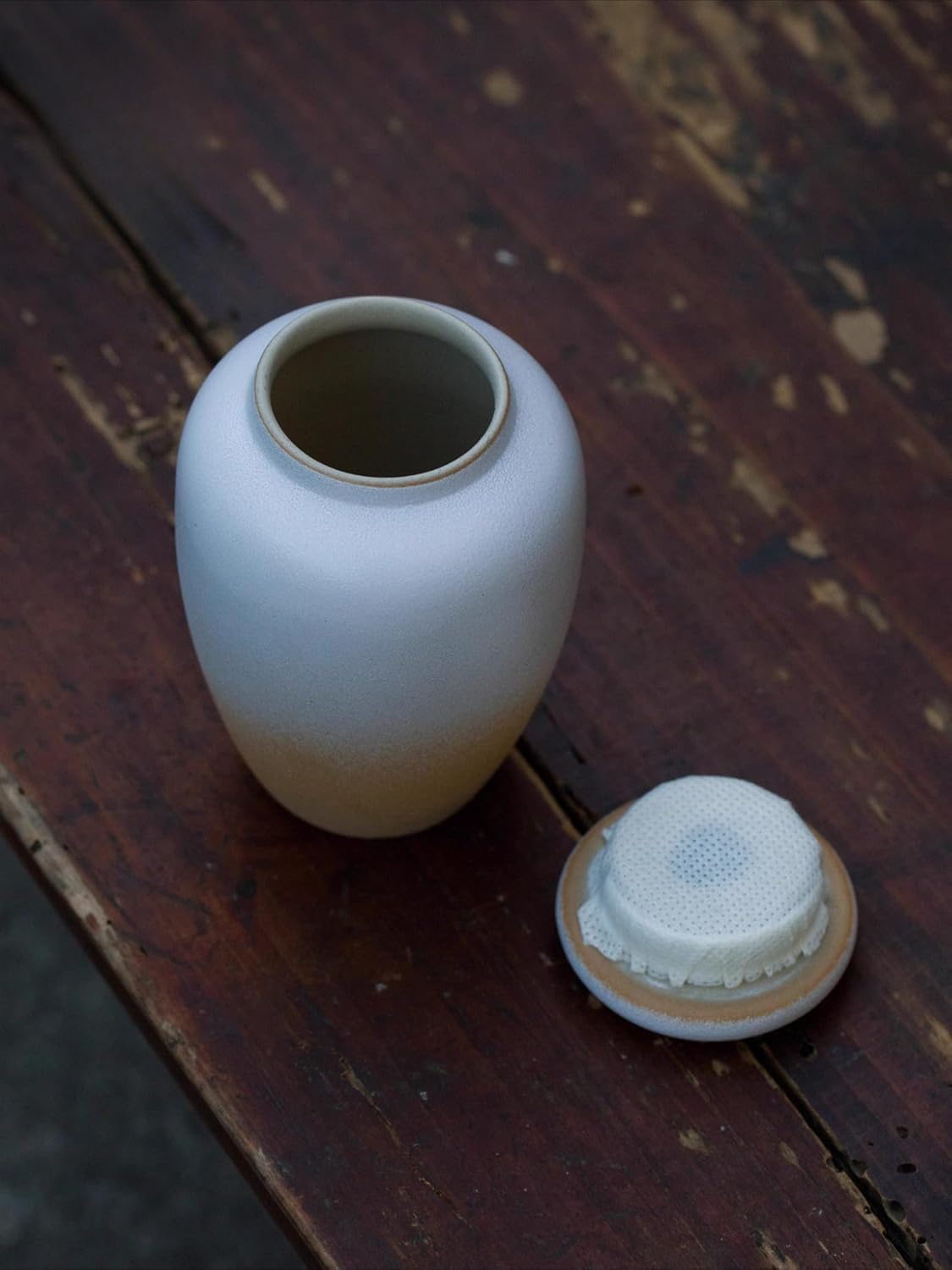 Chinese Style Tea Caddy, 200ml 6.8oz, Retro Coarse Pottery Storage Jar Sealed Storage Tank Tea Storage Caddy