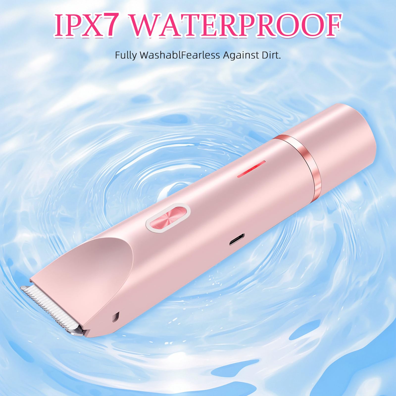 Rasoio elettrico per bikini da donna, rasoio elettrico 2 in 1 per donne, rasoio per bikini Dermave, impermeabile IPX7 e facile da pulire, lama in ceramica, durata senza fili 120 minuti, ultra