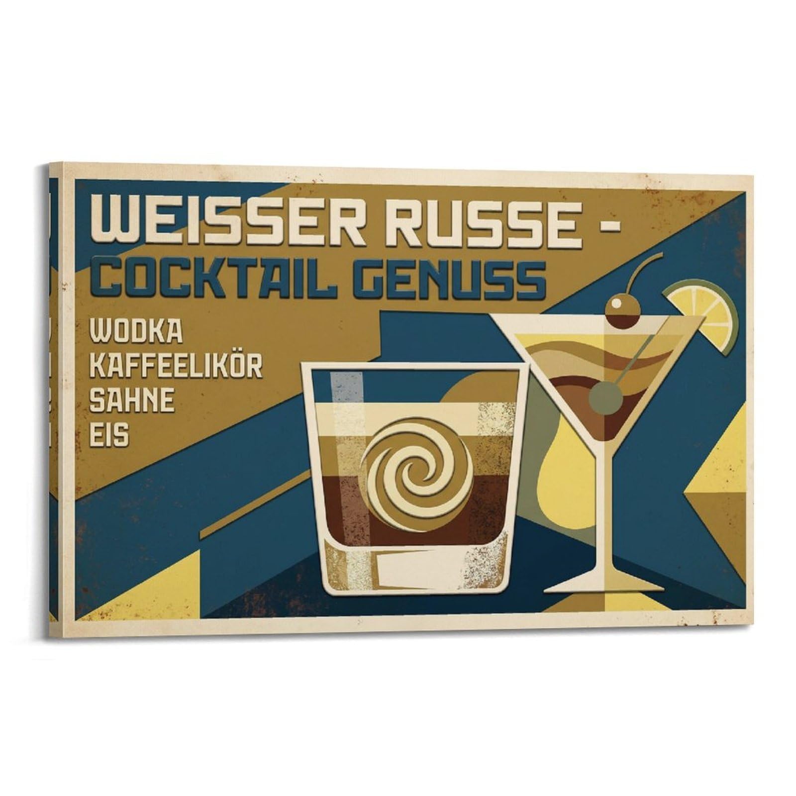 OKAHYS Cream Coffee Poster Cocktail Chilled Beverage Mixology Modern Decorative Canvas Prints - Ideal Wall Art for Family, Man Cave, Game Room, Boys & Girls Bedroom 24x36inch(60x90cm)