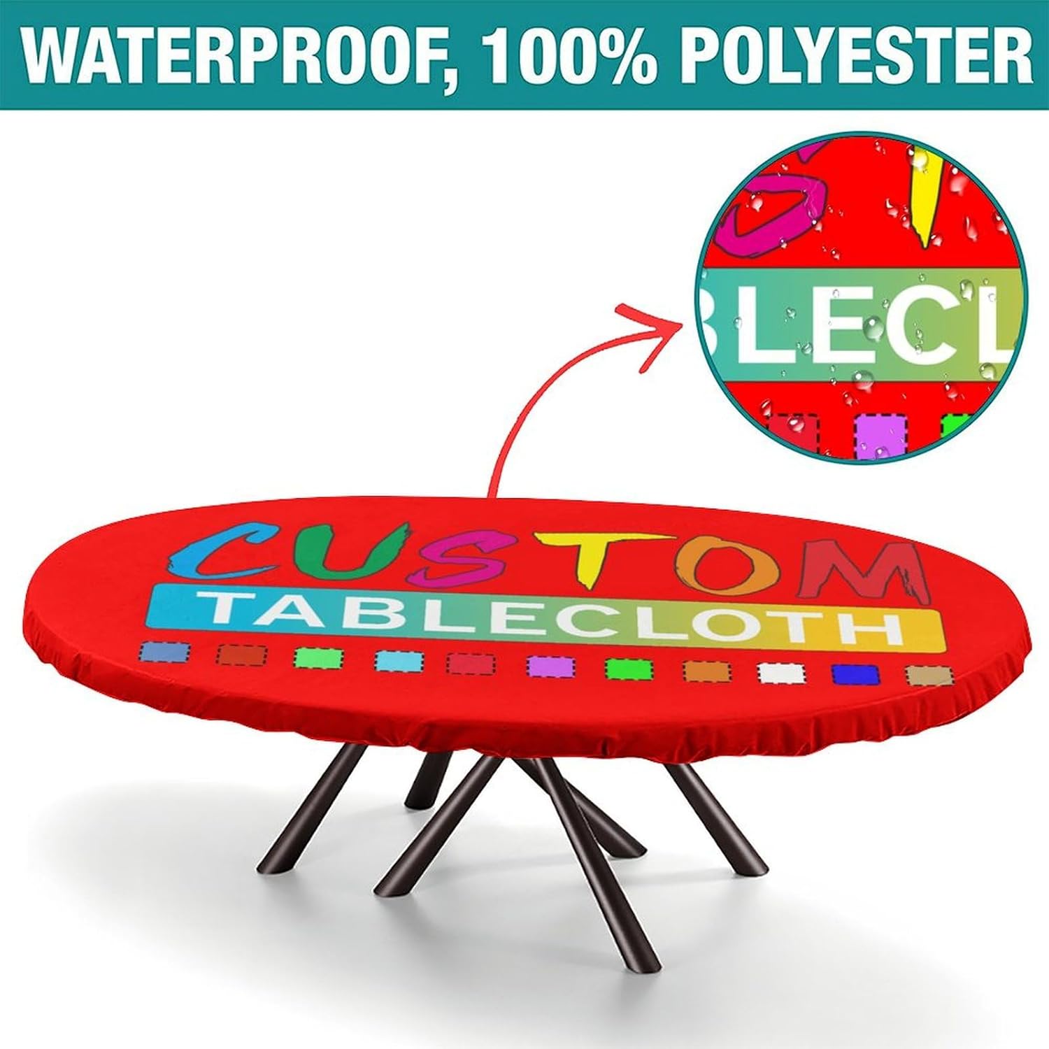 Custom Fitted Oval Tablecloth with Your Photo, Personalized Table Cover with Elastic Edge, for Outdoor Picnic Party Dining Decoration, Pumpkins, Fits to 24" x 48" Table