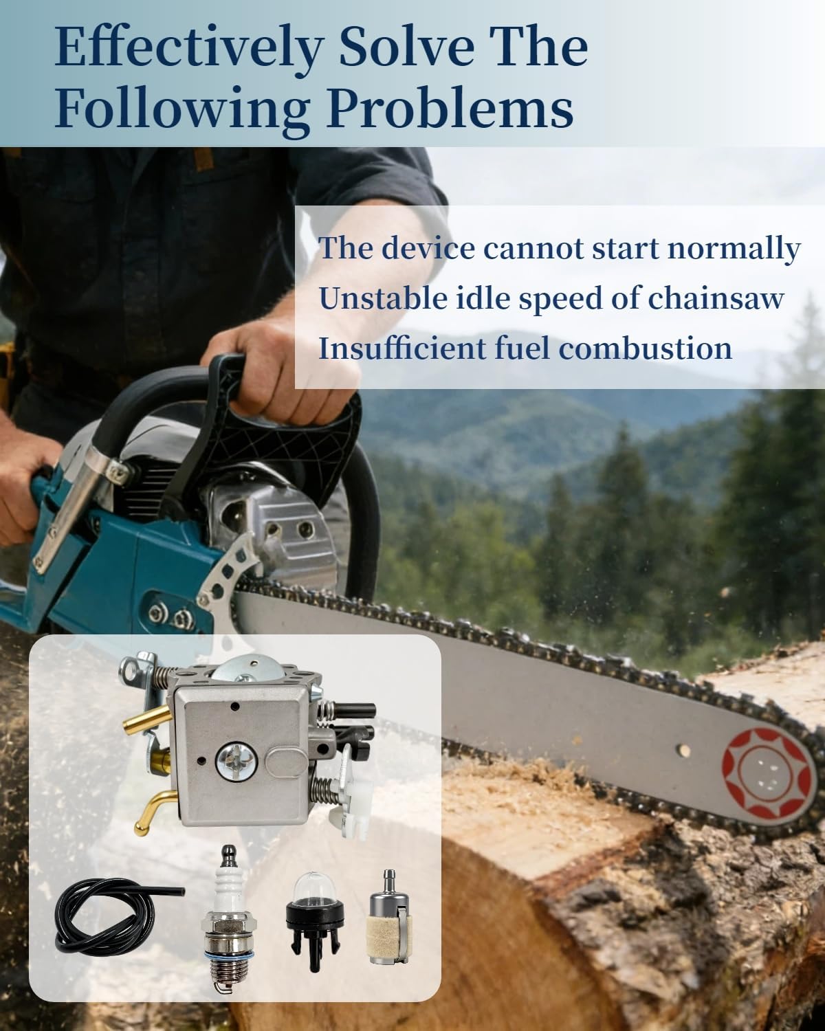 Carburetor Kit Fit for Dolmar PS-630 6300 6400 7300 7310 7900 7910, for Makita DCS6401 DCS6421 DCS7301 DCS7901 EA7300PR EA7900PR; for Zama C3M-DM18A Chainsaw w/Tune Up Kit