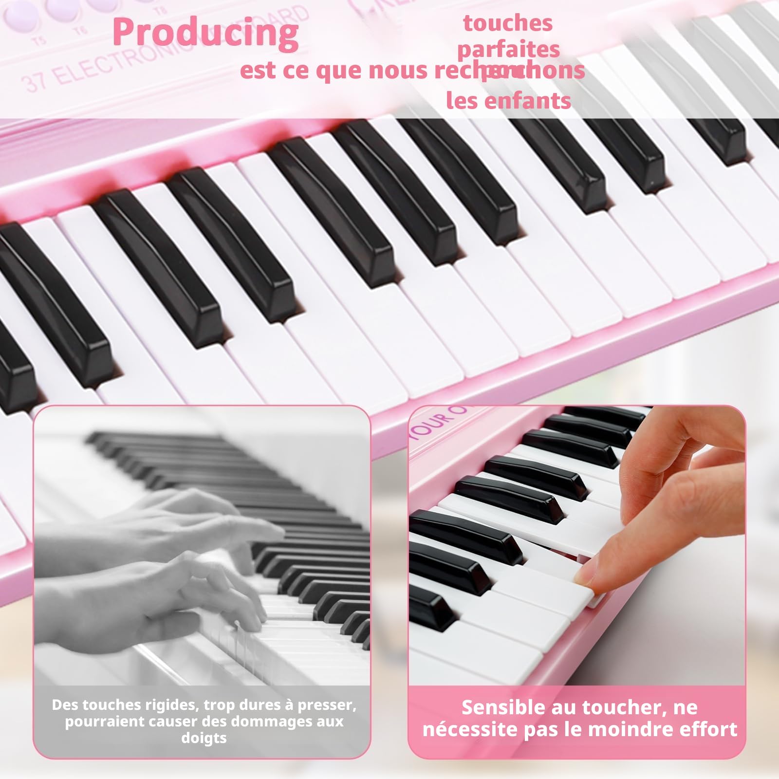 m zimoon Enfants Pianos Claviers, 37 Touches Électronique Musique Piano | Portable Multifonctions Instruments de Musique, Jouet Anniversaire Cadeau de Noël pour Garçons Filles Débutant