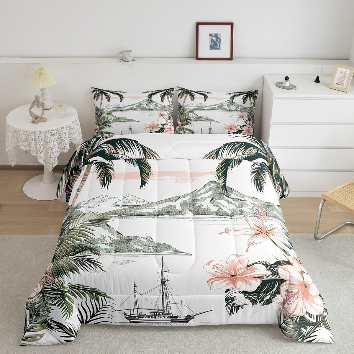 Japanese Samurai Bedding Comforter Sets Twin,Japanese Culture Sunset Bedding Set for Bedroom Decoration,Japanese Style Wash Painting with 1 Comforter and 1 Pillow Case Bedroom Decor