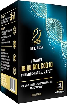 ACTIF Super Ubiquinol CoQ10 with Enhanced Mitochondrial Support, Non-GMO, Made in USA, 200mg, 120 Count