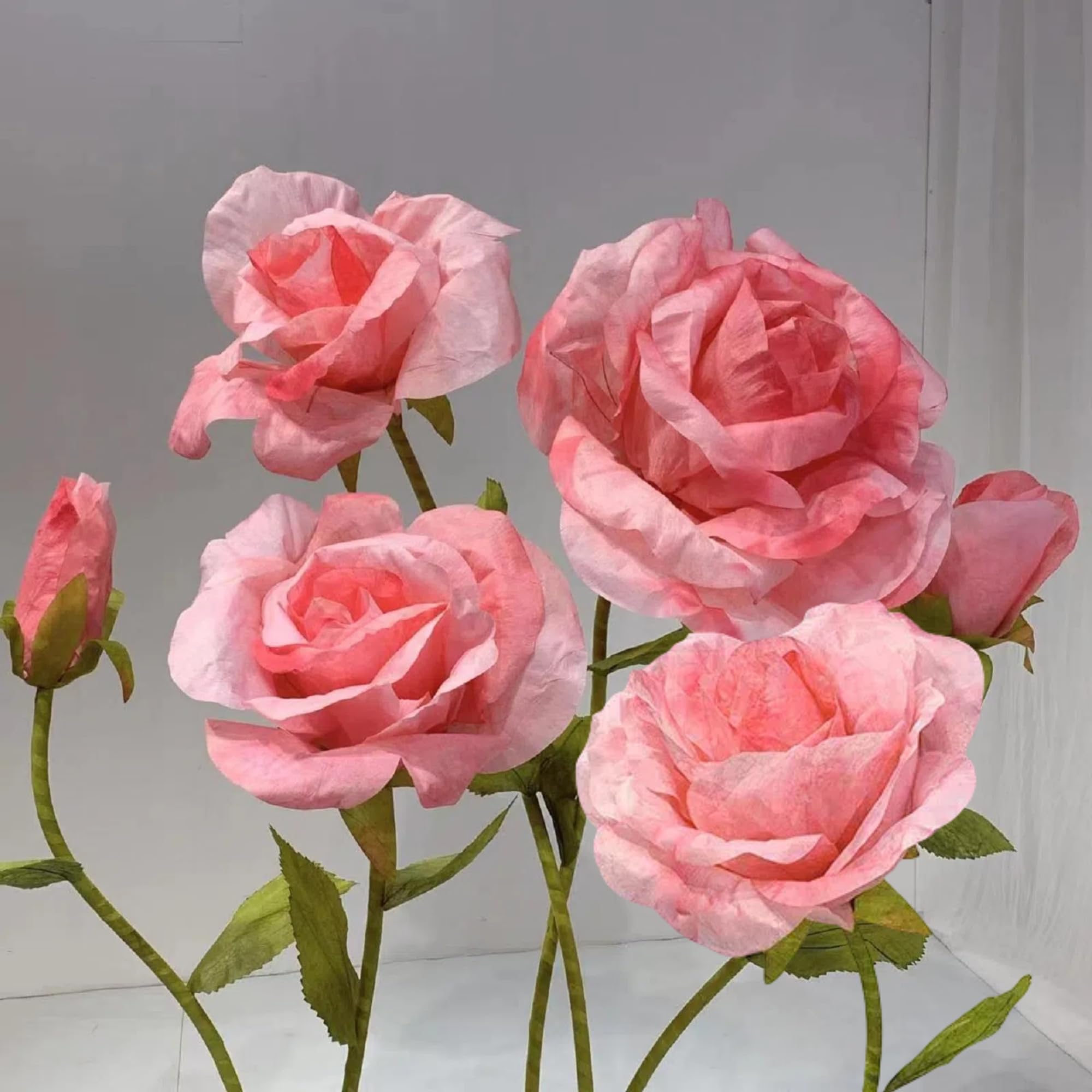 LG LOUIS GARDENGiant Rose Flower for Decoration, 6.56 ft Big Artificial Rose Decor for Wedding Baby Shower Birthday Christmas Party Banquet Backdrop Shop Window Display Props, Pink