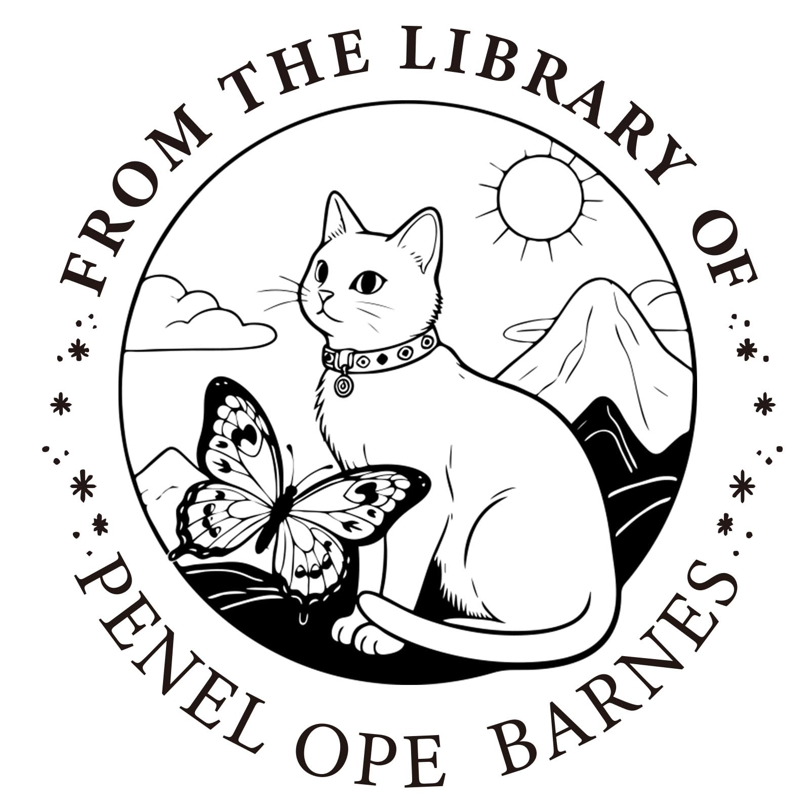 Custom Book Embosser | Personalized Book Stamp | Self Ink Rubber Stamp from The Library of | Customizable Embosser (Cat 6)