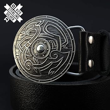 Amazon.com: KLAMRA Viking Shield belt buckle, Old Norse