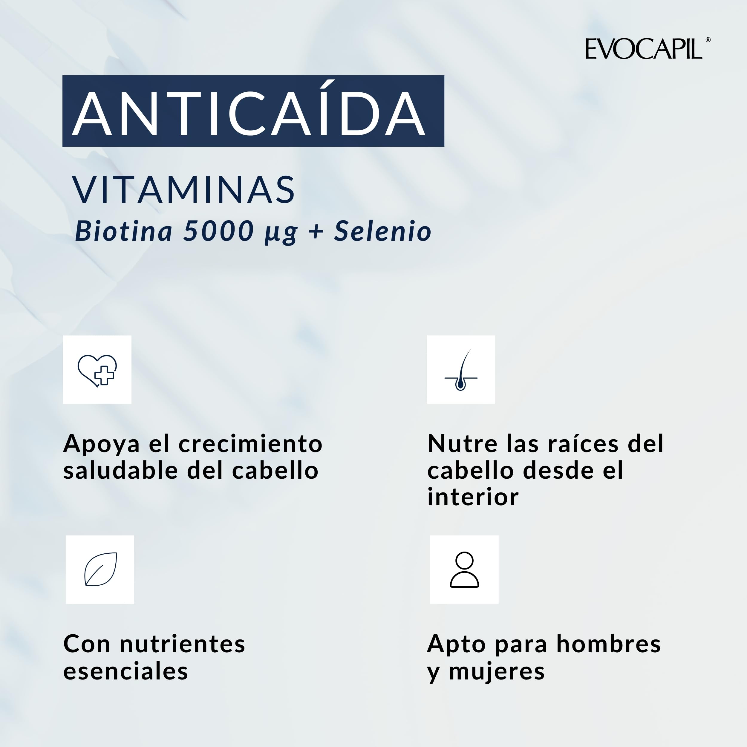 Set 3 Evocapil Plus Vitaminas para el cabello con Biotina, Selenio, Colina, Zinc, 180 comprimidos…