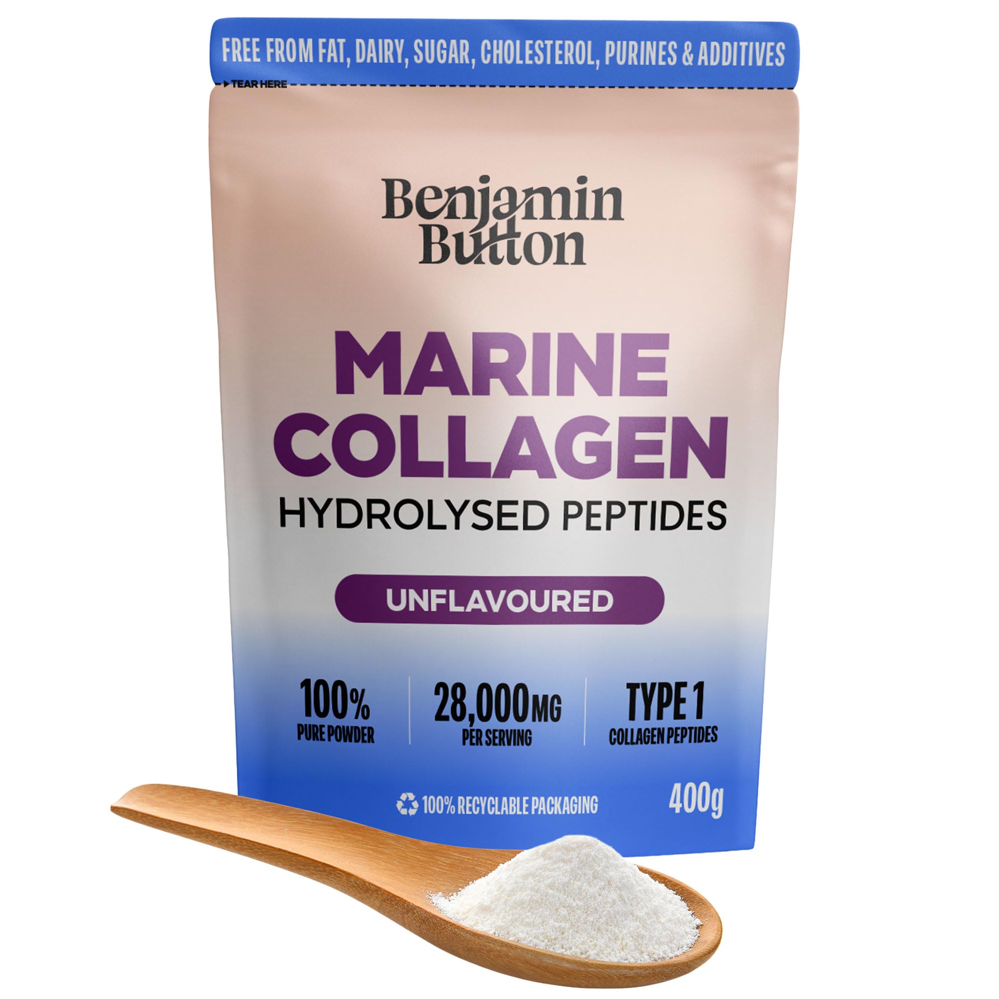 Benjamin Button Pure Marine Collagen Powder Hydrolysed Peptides (Type I) from