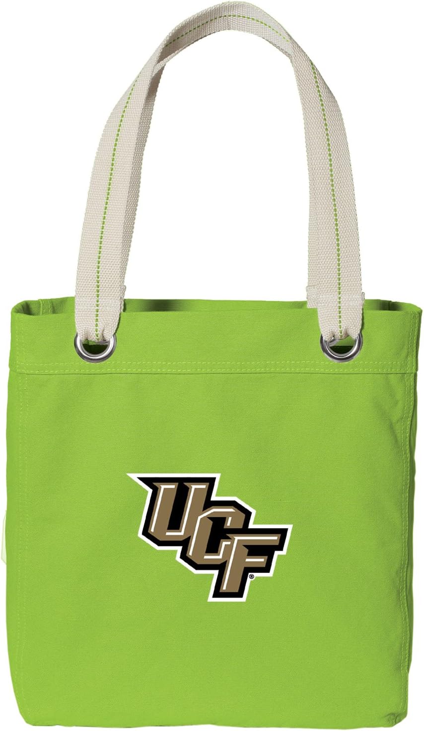 Broad Bay University of Central Florida Tote Bag RICH Dye Washed COTTON CANVAS FASHION LIME