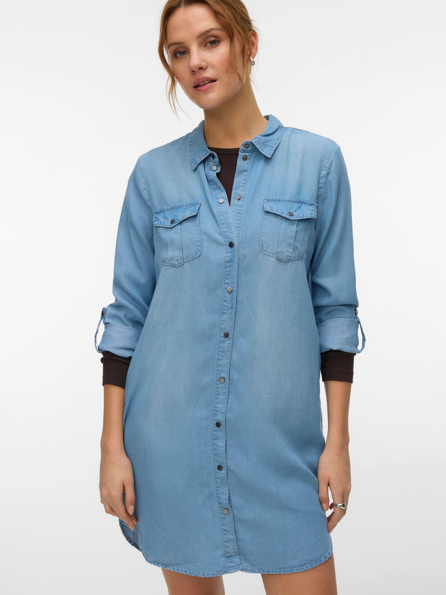 Vero Moda Vmsilla Ls Short Dress Mix GA Noos Robe Femme