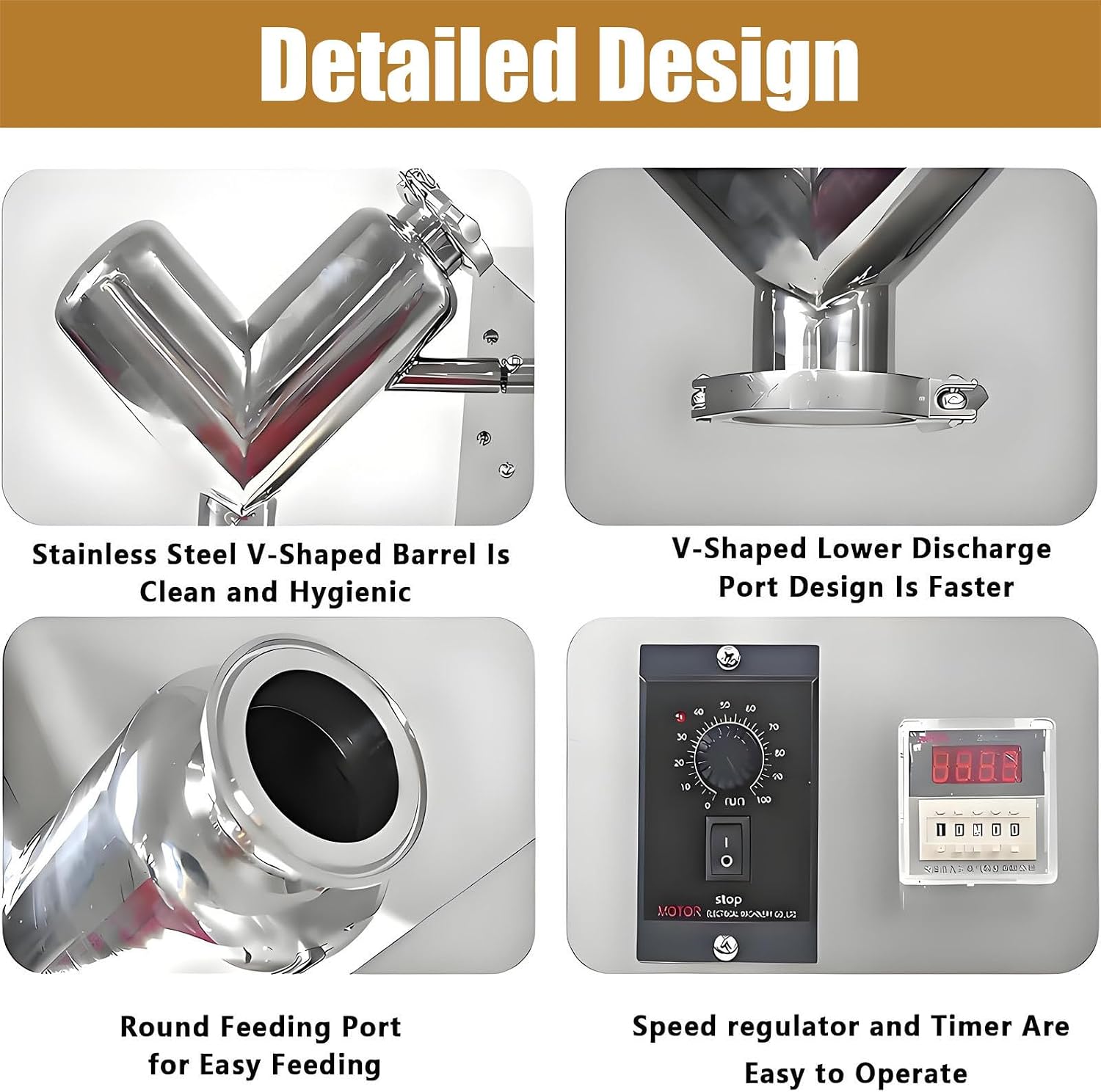 2L V-Type Experimental Mixer Material V-Shaped Blender Dry Powder Mixer, Higher Speed, Even Mixing, Low Noise for Feed, Fertilizer, Fuel, Medicinal Powder