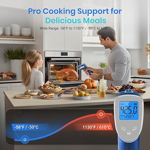 Vista 57 de Termómetro infrarrojo digital láser Etekcity Lasergrip 800, pistola de temperatura sin contacto -58 ℉-1382 ℉ (-50 ℃ a 750 ℃), termómetro de lectura