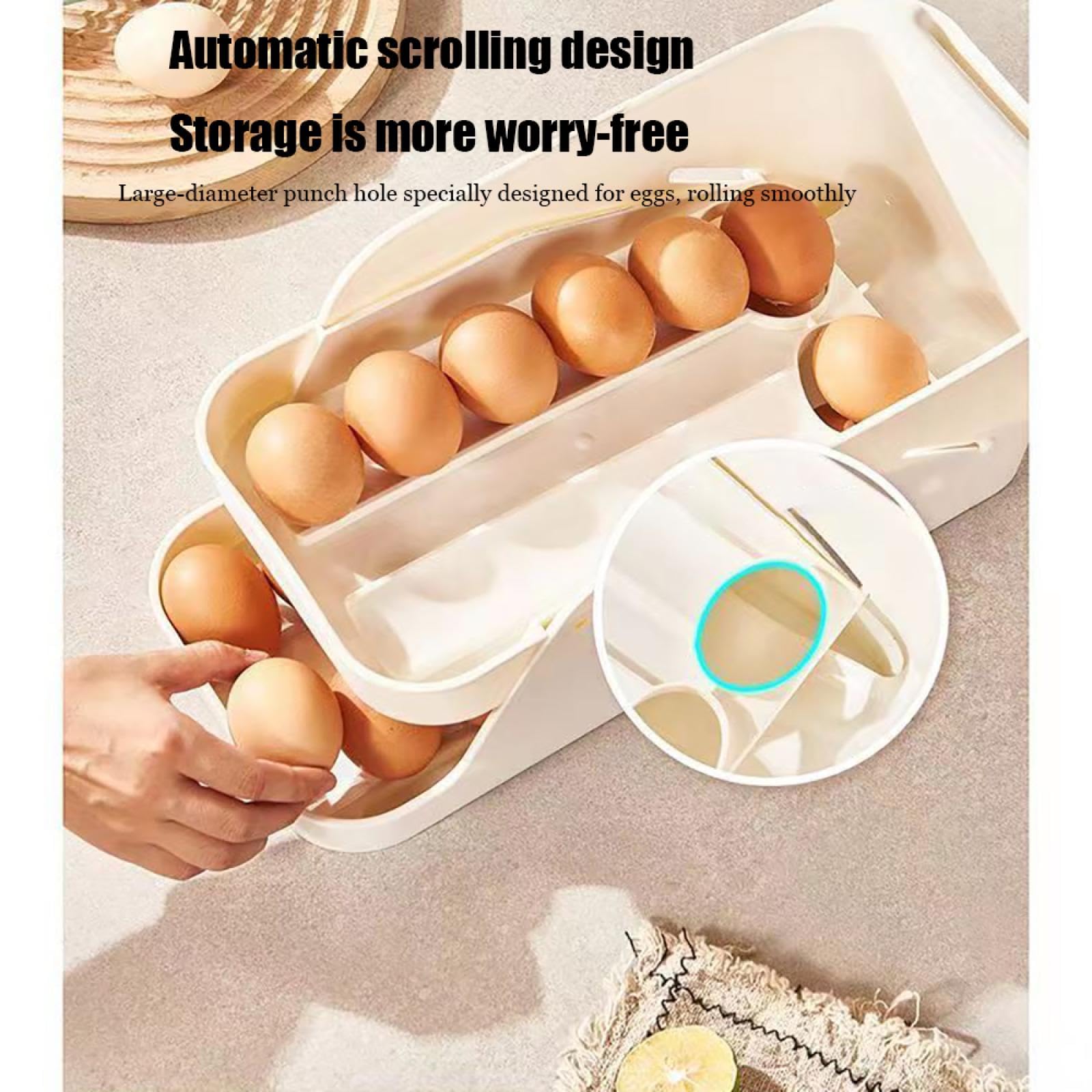 Caja de Almacenamiento de Huevos de Doble Capa,Soporte para Huevos para refrigerador,Almacenamiento de Huevos para encimera,Organizador de Huevos,Dispensador de Huevos para refrigerador