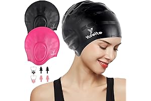 Long Hair Swimming Cap - YIZI Silicone Cap for Long/Short Hair with 3D Ear Protection