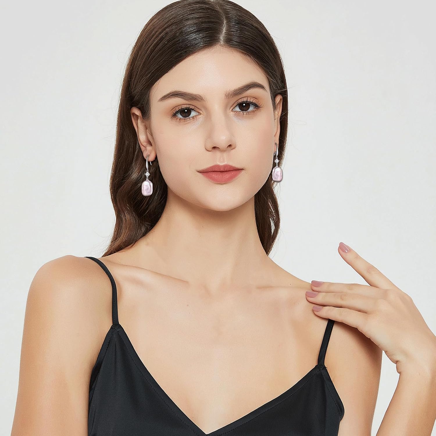 YAMI Baroque Pearl Earrings Drop & Dangle, Freshwater Cultured Pearls with 5A Cubic Zirconia, 925 Sterling Silver Hoop Earrings Hypoallergenic, Jewelry Gifts for Women - Image 5