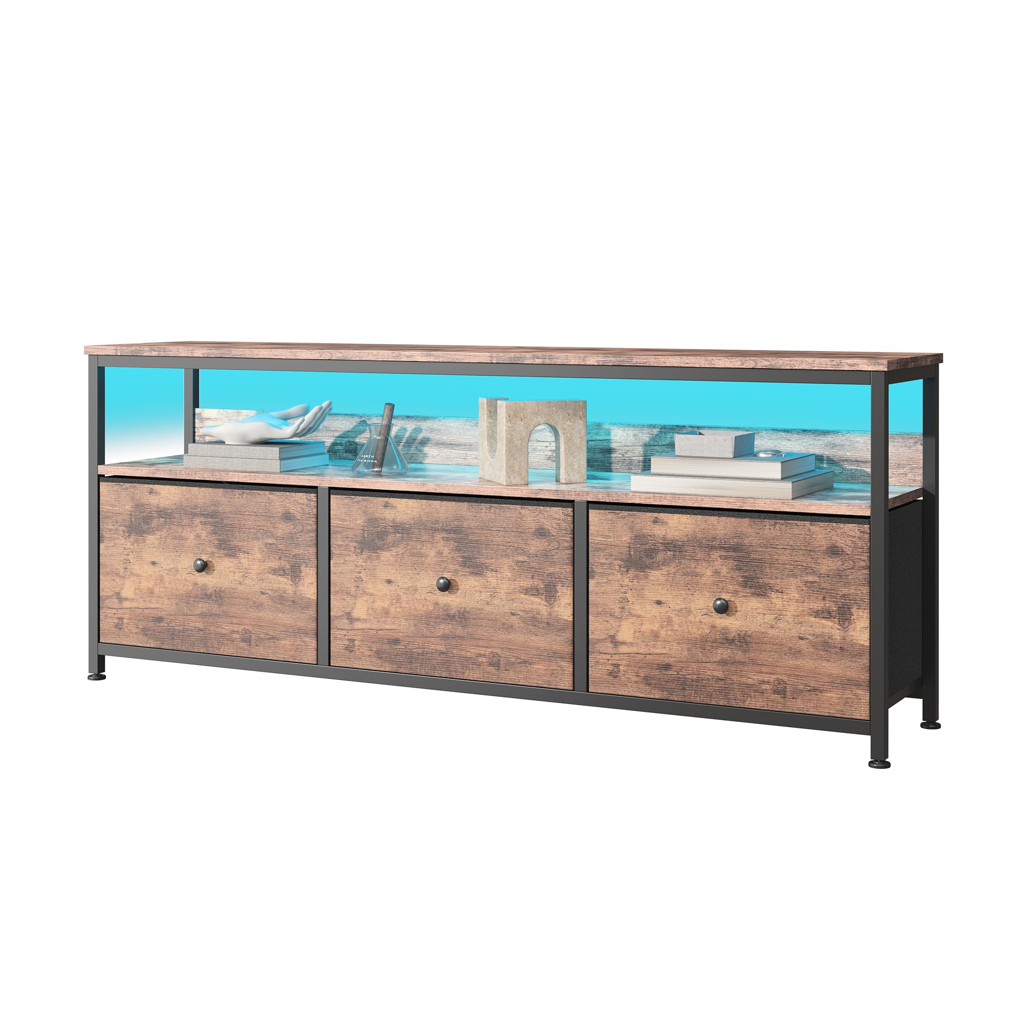 MINGZHE Armadio TV, Tavolo TV Retrò, Supporto Multimediale, Supporto TV con Cassetti, Centro di Intrattenimento, Console Multimediale, Supporto TV per Soggiorno, Retrò, Marrone 108x30x57 cm