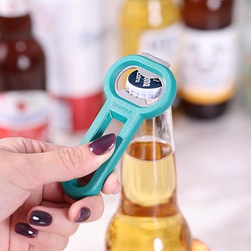 Miniatura 9 de Linoroso Abrebotellas magnético para refrigerador, abridor de botellas de cerveza y abrelatas de soda con captador de tapas, abridor de cerveza