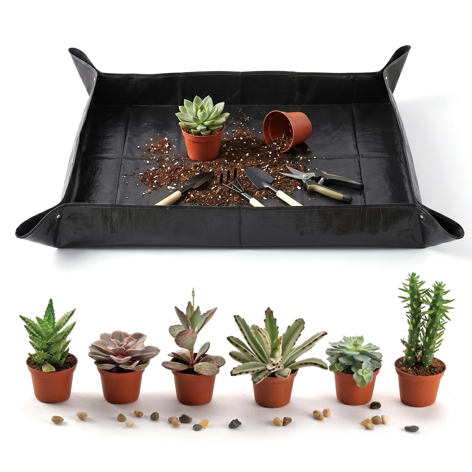 150 X 100 Cm Foldable Plant Repotting Mat, Potting Mat for Indoor Plants Transplanting Extra Large Potting Tray Waterproof Plant Pottings Mats Portable Gardening Tray for Succulents Soil Mess Control