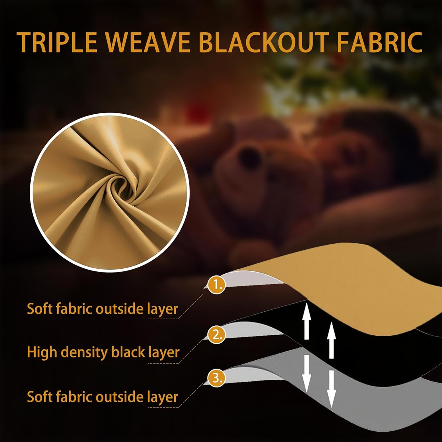 KOUFALL Light Gold Short Curtains 36 Inch Length for Kitchen Small Window Blackout Rod Pocket Window Coverings for Bedroom Bathroom 34 x 36 Inches Long