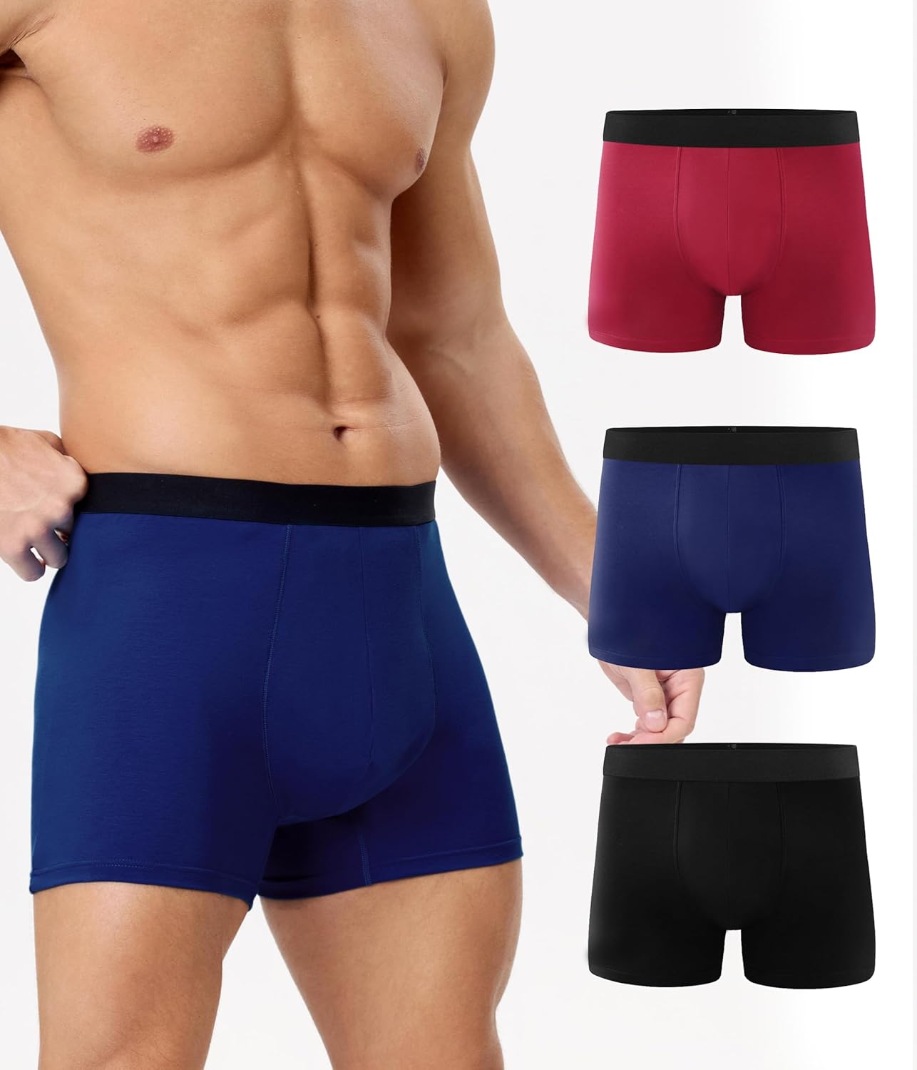 men's incontinence underwear, leak proof washable reusable cotton boxer brief, heavy flow bladder leak 3 pack (multicolor, medium) medium multicolor